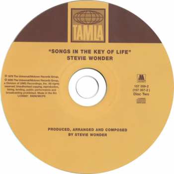 2CD Stevie Wonder: Songs In The Key Of Life