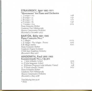 CD Igor Stravinsky: "Movements" For Piano And Orchestra / Piano Concerto No.2 / Kammermusik No.2