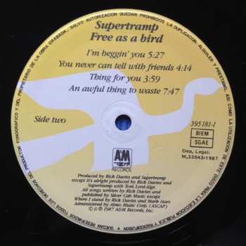 LP Supertramp: Free As A Bird CLR