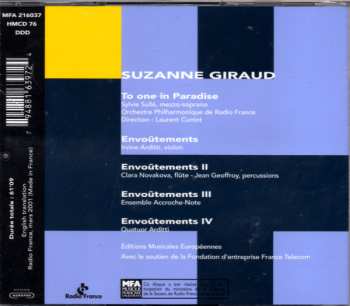 CD Suzanne Giraud: To One In Paradise / Envoûtements I-IV