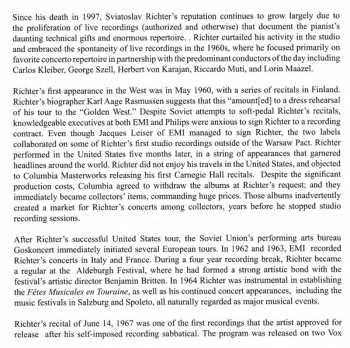 CD Sviatoslav Richter: Spoleto 14 June 1967