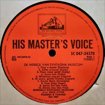 LP Syntagma Musicum: De Wereld Van Syntagma Musicum