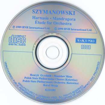 CD Karol Szymanowski: Harnasie • Mandragora • Étude