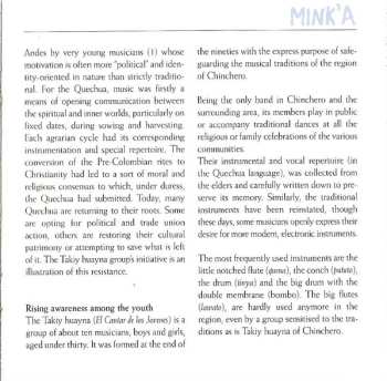 CD Takiy Huayna: Mink'a (Chants De La Terre Et De La Jeunesse)