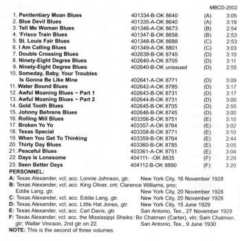 CD Texas Alexander: Complete Recordings In Chronological Order (16 November 1928 To 9 June 1930) Volume 2
