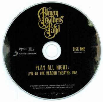 2CD The Allman Brothers Band: Play All Night: Live At The Beacon Theatre 1992 