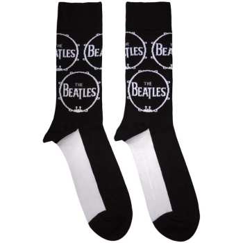 Merce The Beatles: The Beatles Unisex Ankle Socks: Drum Logo Repeat (black) (uk Size 4 - 7) 36 - 42