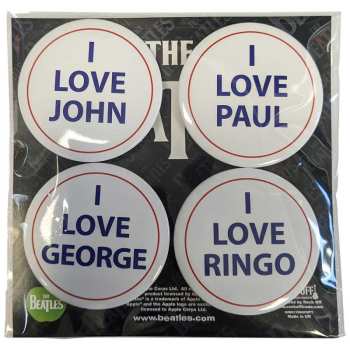 Merch The Beatles: Set Spillette I Love 4 Pack Large