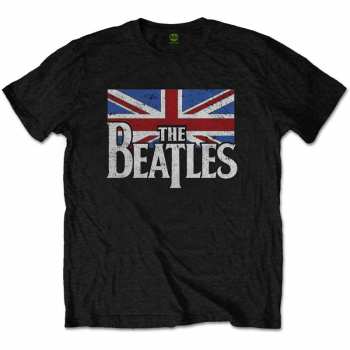 Merce The Beatles: Tričko Drop T Logo The Beatles & Vintage Flag  S