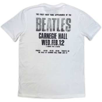 Merce The Beatles: The Beatles Unisex T-shirt: Tour '64 Carnegie Hall (white) (back Print) (small) S
