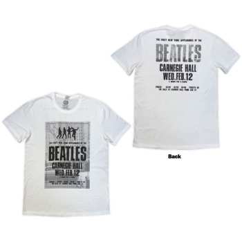 Merce The Beatles: The Beatles Unisex T-shirt: Tour '64 Carnegie Hall (white) (back Print) (small) S