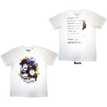 Merce The Beatles: The Beatles Unisex T-shirt: Yellow Submarine Heads Collage / Atn (white) (back Print) (small) S