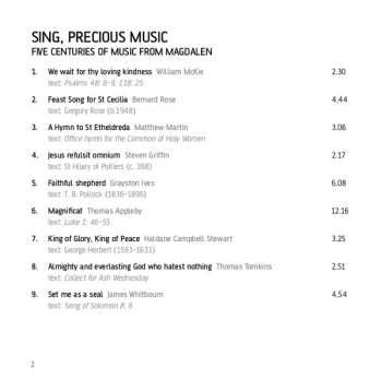 CD Magdalen College Choir Oxford: Sing, Precious Music (Five Centuries Of Music From Magdalen)