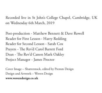CD St. John's College Choir: Ash Wednesday DIGI