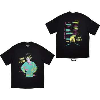 Merce The Cure: The Cure Unisex Oversized Boxy T-shirt: Beach Party Tour '86 (black) (back Print) (small) S