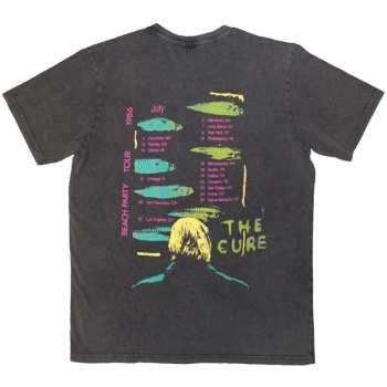 Merce The Cure: The Cure Unisex Stone Wash T-shirt: Beach Party Tour '86 (charcoal Grey) (back Print) (small) S
