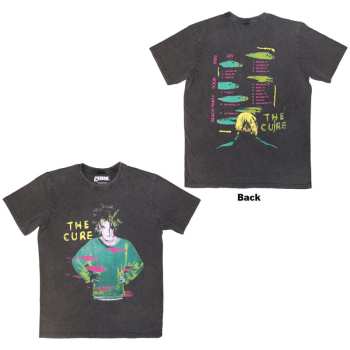 Merce The Cure: The Cure Unisex Stone Wash T-shirt: Beach Party Tour '86 (charcoal Grey) (back Print) (small) S