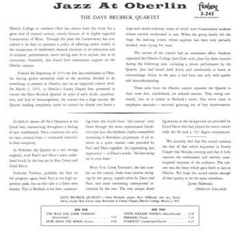 CD The Dave Brubeck Quartet: Jazz At Oberlin