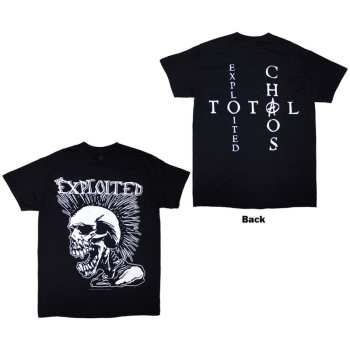 Merce The Exploited: The Exploited Unisex T-shirt: Mohican Skull (black) (back Print) (small) S