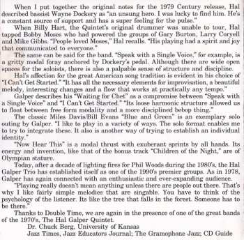 CD Hal Galper Quintet: Children Of The Night