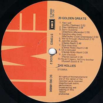 LP The Hollies: 20 Golden Greats