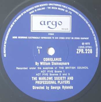4LP/Set di cofanetti William Shakespeare: Coriolanus