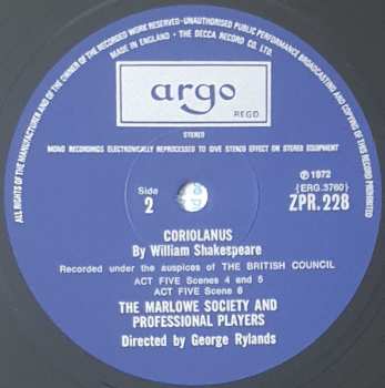 4LP/Set di cofanetti William Shakespeare: Coriolanus
