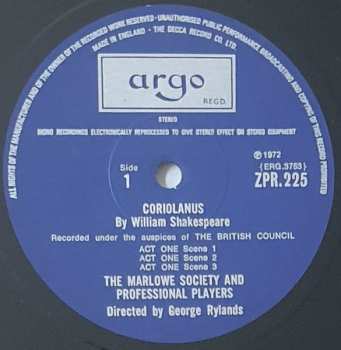4LP/Set di cofanetti William Shakespeare: Coriolanus