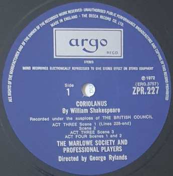 4LP/Set di cofanetti William Shakespeare: Coriolanus