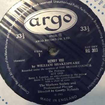 4LP/Set di cofanetti The Marlowe Dramatic Society And Professional Players: Henry VIII