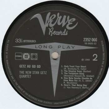 LP The New Stan Getz Quartet: Getz Au Go Go
