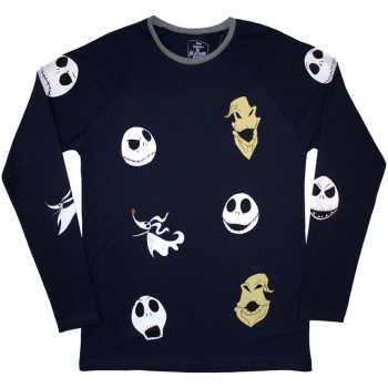 Merce The Nightmare Before Christmas: The Nightmare Before Christmas Unisex Long Sleeve T-shirt: Character Heads (back Print & Embellished) (small) S