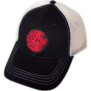 Merce The Rolling Stones: The Rolling Stones Unisex Mesh Back Cap: 70s Logo Emblem (black & Natural)