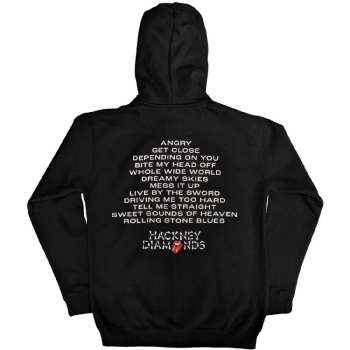 Merce The Rolling Stones: The Rolling Stones Unisex Zipped Hoodie: Hackney Diamonds Tracklist (back Print) (small) S