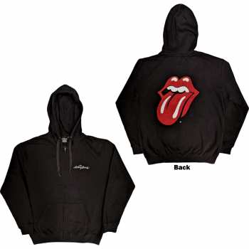 Merce The Rolling Stones: The Rolling Stones Unisex Zipped Hoodie: Logo & Tongue (back Print) (small) S