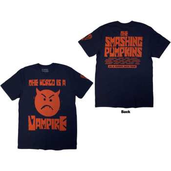 Merce The Smashing Pumpkins: The Smashing Pumpkins Unisex T-shirt: World Is A Vampire (navy Blue) (back Print) (small) S