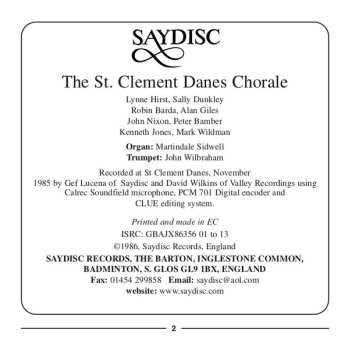 CD John Wilbraham: Music From St Clement Danes