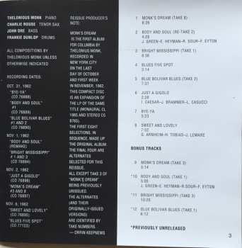 CD The Thelonious Monk Quartet: Monk's Dream