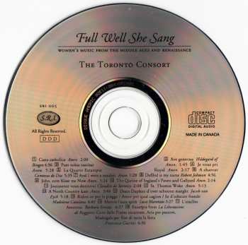 CD Toronto Consort: Full Well She Sang - Women's Music From The Middle Ages & Renaissance