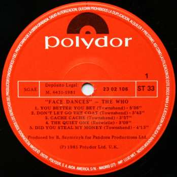 LP The Who: Face Dances
