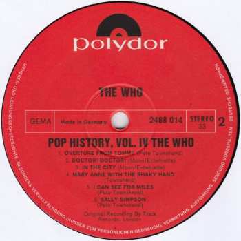 2LP The Who: Pop History Vol 4