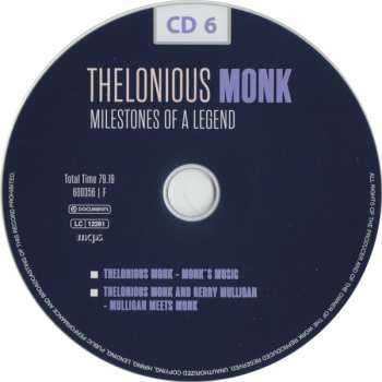 10CD/Set di cofanetti Thelonious Monk: Milestones Of A Legend