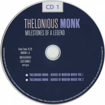 10CD/Set di cofanetti Thelonious Monk: Milestones Of A Legend