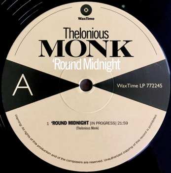 LP Thelonious Monk: 'Round Midnight LTD