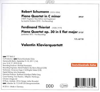 CD Robert Schumann: Piano Quartet Op. 30; Youth Piano Quartet