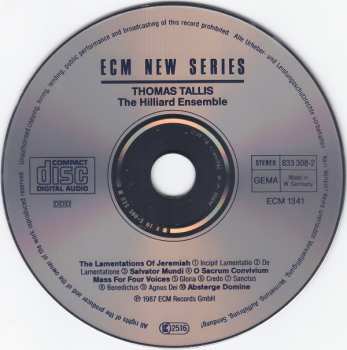 CD The Hilliard Ensemble: The Lamentations Of Jeremiah