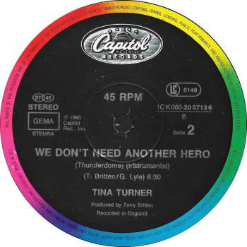 LP Tina Turner: We Don't Need Another Hero (Thunderdome)