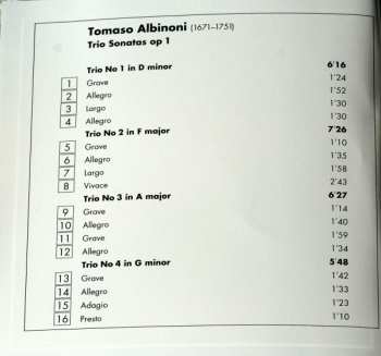 CD Tomaso Albinoni: Trio Sonatas Op. 1