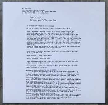 2LP Tony Conrad: Ten Years Alive On The Infinite Plain