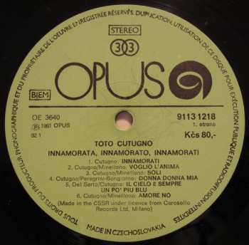 LP Toto Cutugno: Innamorata, Innamorato, Innamorati